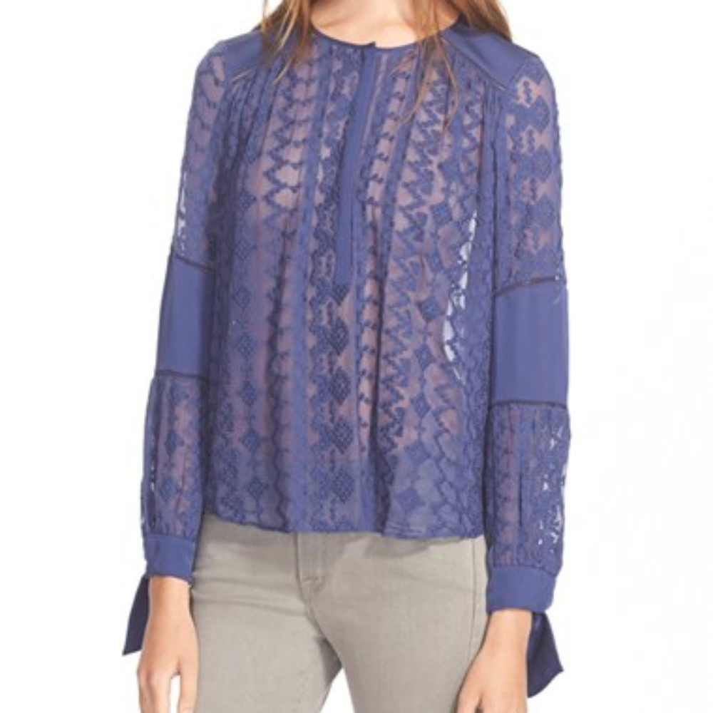 Rebecca Taylor Embroidered Silk Amethyst Blouse
